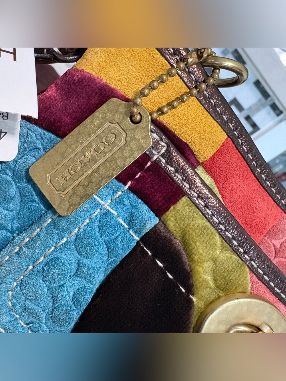 Y2K VTG Coach Velvet Suede Patchwork Clutch | Hammered Hardware | 40854 - Picture 3 of 16